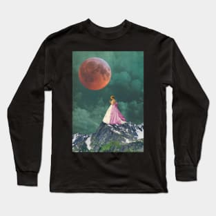 Under the Moon - Vintage Inspired Collage Illustration Long Sleeve T-Shirt